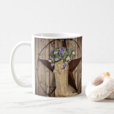 rustic barn wood wildflower western star cowgirl coffee mug