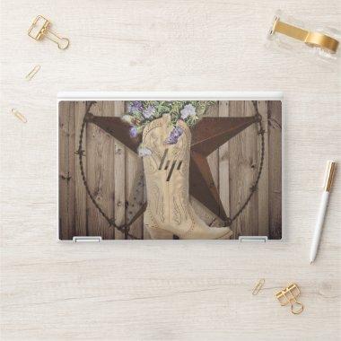 rustic barn wood wildflower western star cowgirl HP laptop skin