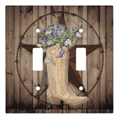 rustic barn wood wildflower western star cowgirl light switch cover