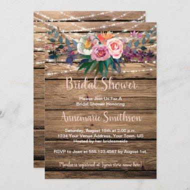 Rustic Barnwood Spring Wildflowers Bridal Shower Invitations