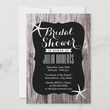 Rustic Beach Driftwood Bridal Shower Invitations