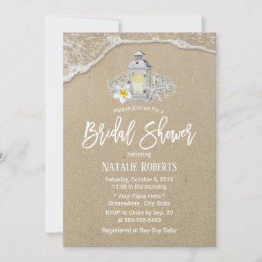 Rustic Beach Starfish Lantern Bridal Shower Invitations