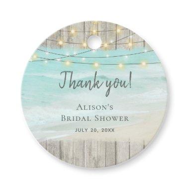 Rustic Beach Wood String Lights Bridal Shower Favor Tags