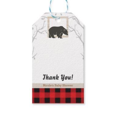 Rustic Bear Plaid Baby Shower Party Wedding Favor Gift Tags