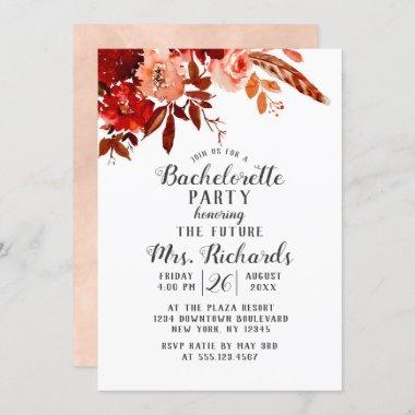 Rustic Beauty Floral Bachelorette Party Invitations