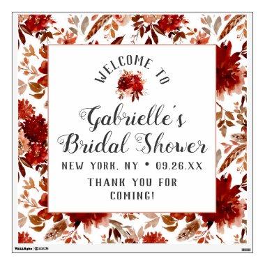 Rustic Beauty Floral Bridal Shower Welcome Sign Wall Decal