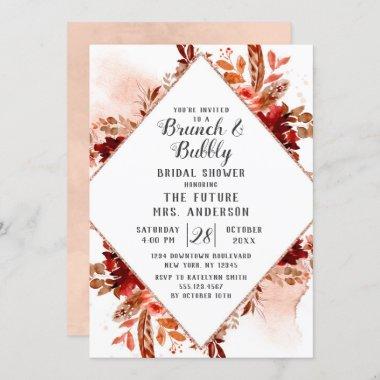 Rustic Beauty Floral Brunch & Bubbly Bridal Shower Invitations