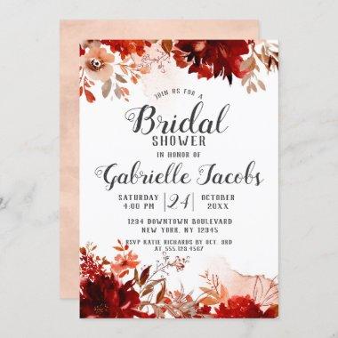 Rustic Beauty Floral Fall Wedding Bridal Shower Invitations