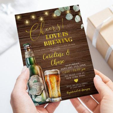 Rustic Beer Love is Brewing Couple Shower Invitations