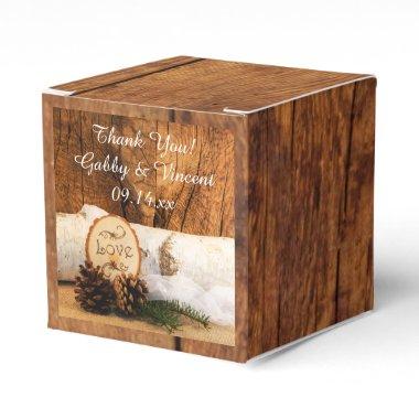 Rustic Birch Tree and Barn Wood Woodland Wedding Favor Boxes