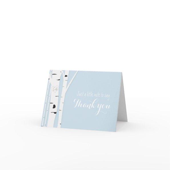 Rustic Birch Tree Heart Icy Blue Thank You