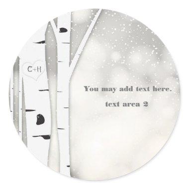 Rustic Birch Winter White Snowy Wedding Sticker