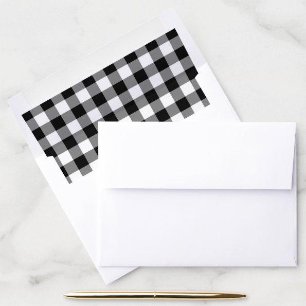 Rustic Black and White Buffalo Plaid Envelope Liner