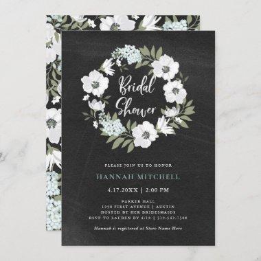 Rustic Black and White Floral | Bridal Shower Invitations