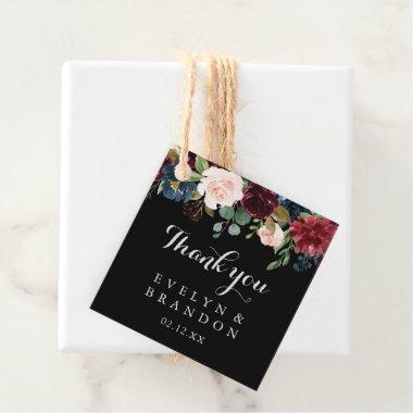 Rustic Black Botanical Wedding Favor Tags