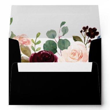 Rustic Black Botanical Wedding  Envelope