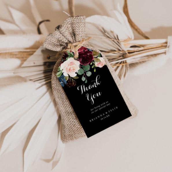 Rustic Black Botanical Wedding Thank You Gift Tags