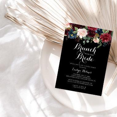 Rustic Black Brunch with the Bride Shower Invitations
