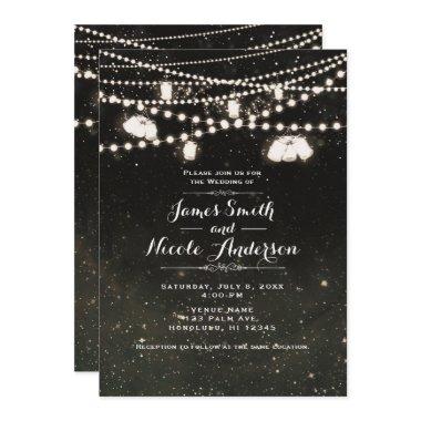 Rustic Black Night Sky Mason Jar Lights Wedding