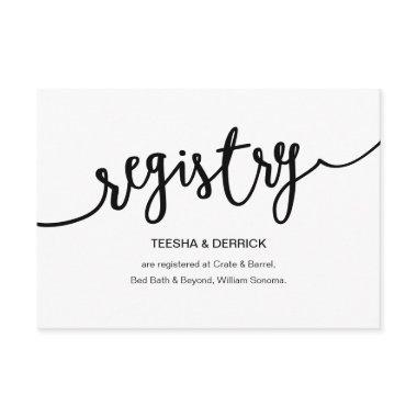 Rustic Black Script, Wedding Registry Enclosure Invitations