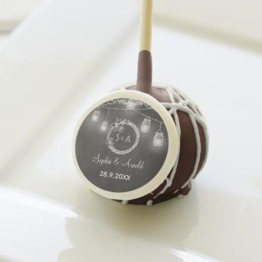 Rustic Black White Wedding String Lights Cake Pop