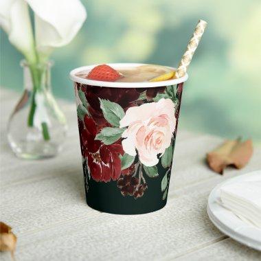 Rustic Bloom | Terracotta and Marsala Red Floral Paper Cups