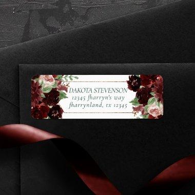 Rustic Blooms | Terracotta and Marsala Red Address Label