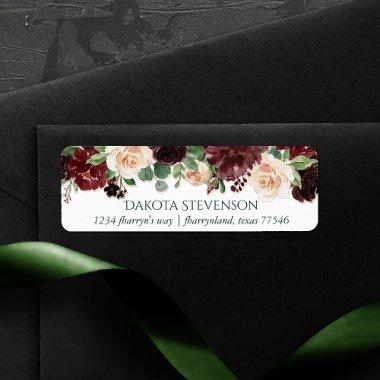 Rustic Blooms | Terracotta and Marsala Red Address Label