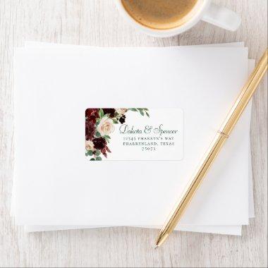 Rustic Blooms | Terracotta and Marsala Red Address Label
