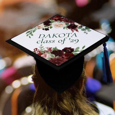 Rustic Blooms | Terracotta and Marsala Red Custom Graduation Cap Topper
