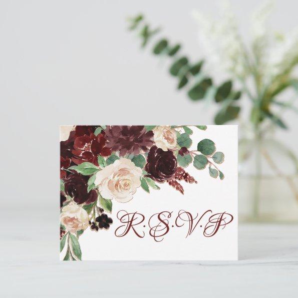 Rustic Blooms | Terracotta and Marsala Red RSVP PostInvitations
