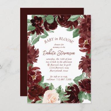 Rustic Blooms | Terracotta Marsala Baby in Bloom Invitations