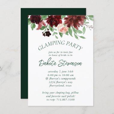 Rustic Blooms | Terracotta Marsala Red Glamping Invitations
