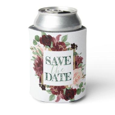Rustic Blooms | Terracotta Marsala Save the Date Can Cooler
