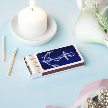 rustic Blue anchor beach nautical wedding Matchboxes