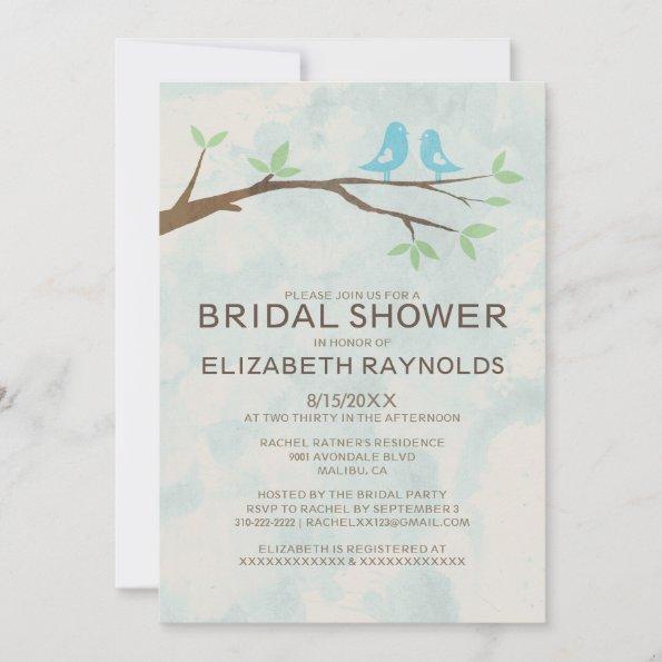 Rustic Blue Bird Bridal Shower Invitations
