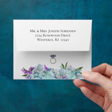 Rustic Blue Bouquet Wedding Suite Party Response Envelope