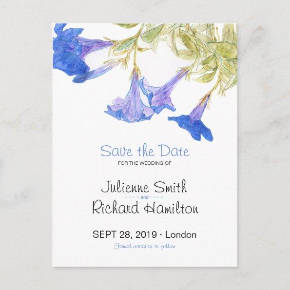 Rustic Blue Floral Wedding Save the Date PostInvitations