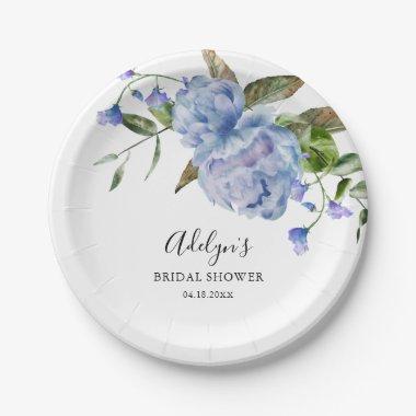 Rustic Blue Flower Greenery  Paper Plates