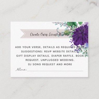 Rustic Blue Flower Wedding Details Invitations - Insert