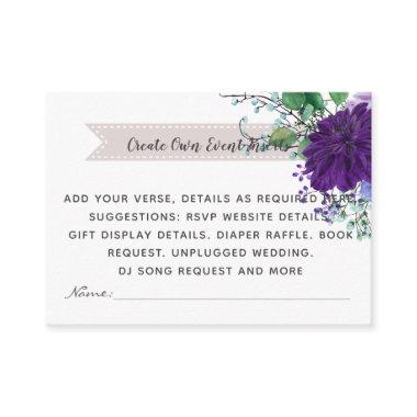 Rustic Blue Flower Wedding Details Invitations - Insert