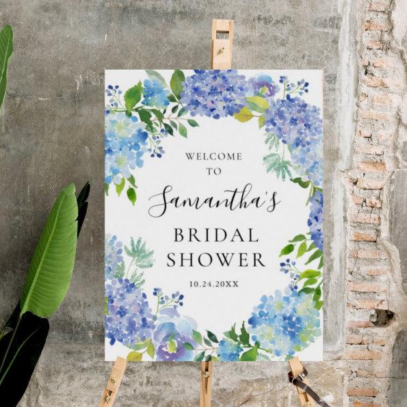 Rustic Blue Watercolor Hydrangea Bridal Shower Pos Foam Board