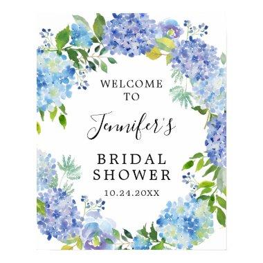 Rustic Blue Watercolor Hydrangea Bridal Shower Poster