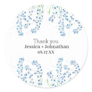 Rustic Bluebells Floral Watercolor Flowers Classic Round Sticker