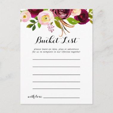 Rustic Blush Burgundy Floral Bucket List Invitations