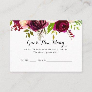 Rustic Blush Burgundy Guess How Many Game Invitations