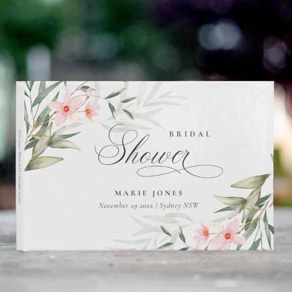 Rustic Blush Greenery Floral Bunch  Guest Book