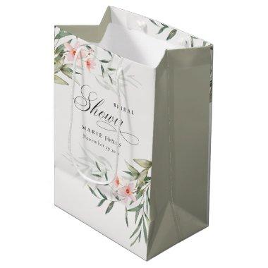 Rustic Blush Greenery Floral Bunch Bridal Shower Medium Gift Bag