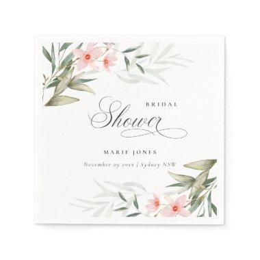 Rustic Blush Greenery Floral Bunch  Napkins