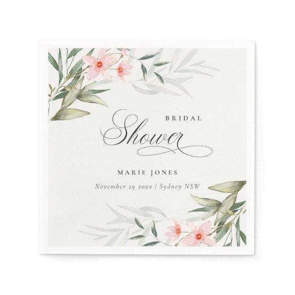 Rustic Blush Greenery Floral Bunch  Napkins